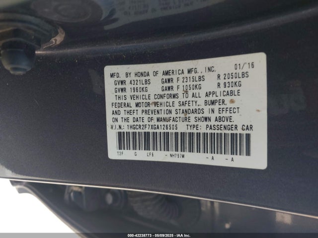 1HGCR2F7XGA126505 Honda ACCORD EX