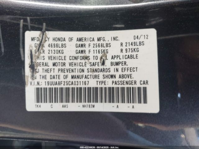 2012 ACURA TL 19UUA8F25CA031167 Photo 8