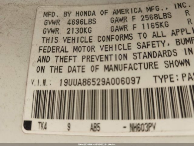 2009 ACURA TL 19UUA86529A006097 Photo 8