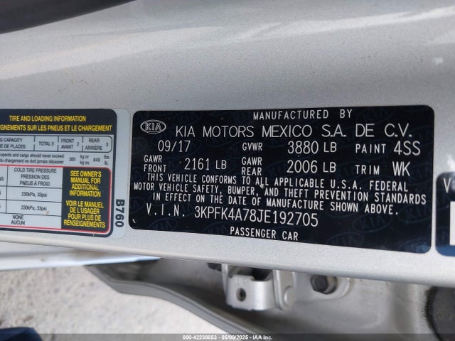 3KPFK4A78JE192705 KIA mpi nu