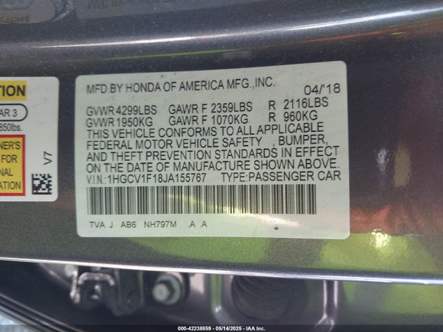 1HGCV1F18JA155767 Honda l15be