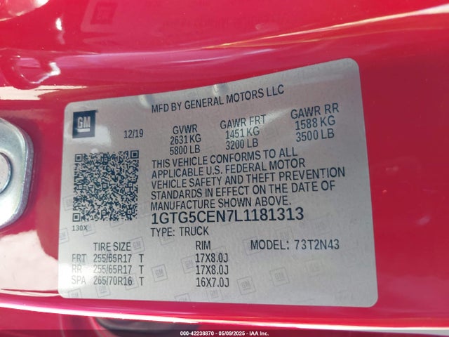 1GTG5CEN7L1181313 GMC Canyon 2wd  Short Box Sle