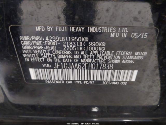 JF1GJAA62FH017838 Subaru Impreza 2.0i