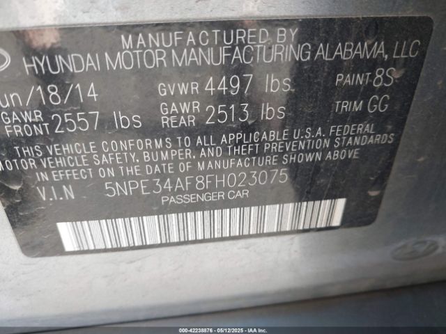 5NPE34AF8FH023075 Hyundai dohc gdi theta-ii