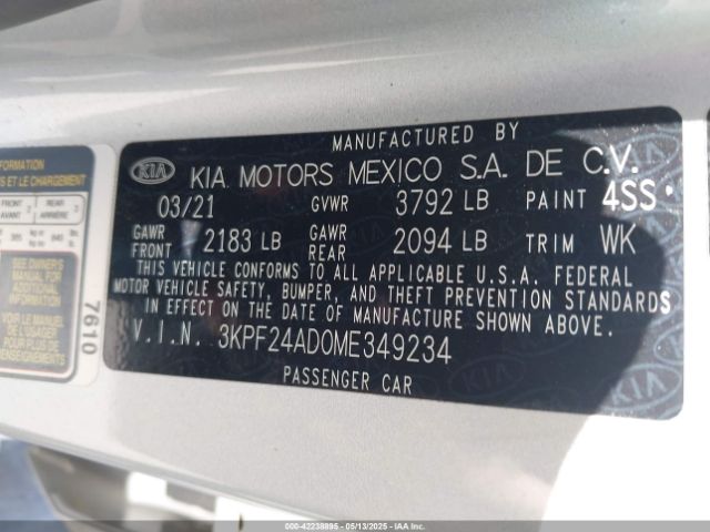 3KPF24AD0ME349234 KIA mpi nu