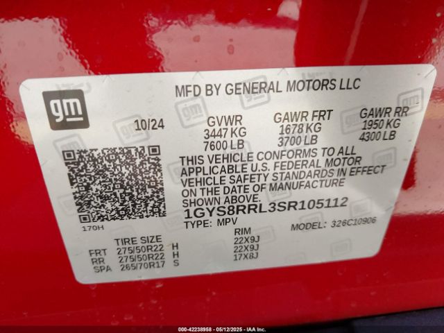 2025 CADILLAC ESCALADE ESV 1GYS8RRL3SR105112 Photo 8