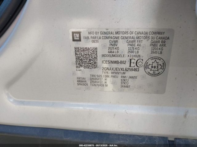 2020 CHEVROLET EQUINOX 2GNAXJEVXL6259463 Photo 8