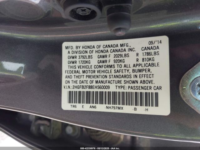 2HGFB2F88EH560009 Honda CIVIC EX