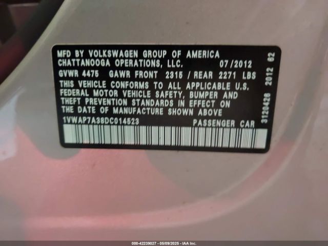 2013 VOLKSWAGEN PASSAT 1VWAP7A38DC014523 Photo 8