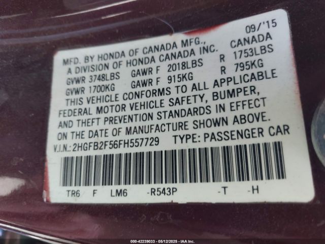2HGFB2F56FH557729 Honda Civic Lx