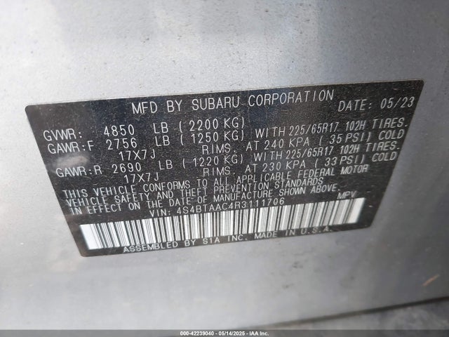 4S4BTAAC4R3111706 Subaru Outback