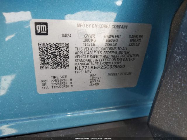 KL77LKEP2SC039520 Chevrolet Trax Fwd Activ