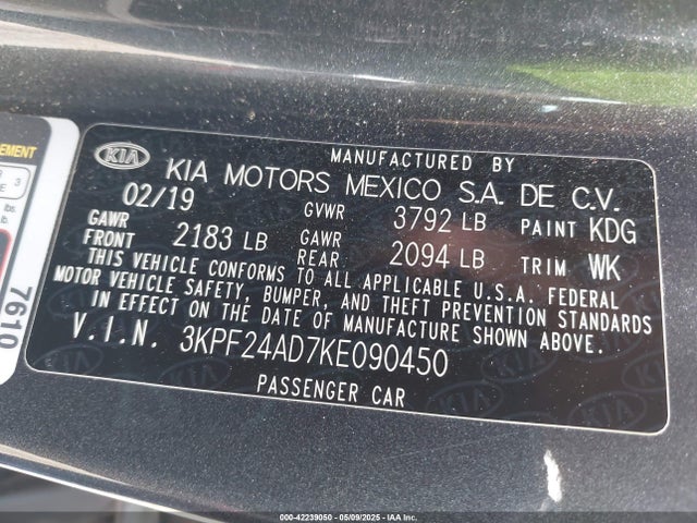 KIA Forte Lxs 2019 3KPF24AD7KE090450 Image 9