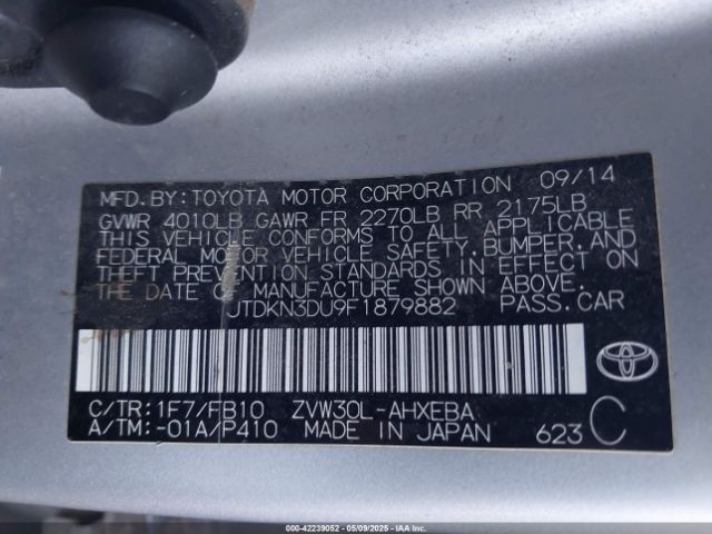JTDKN3DU9F1879882 Toyota Prius