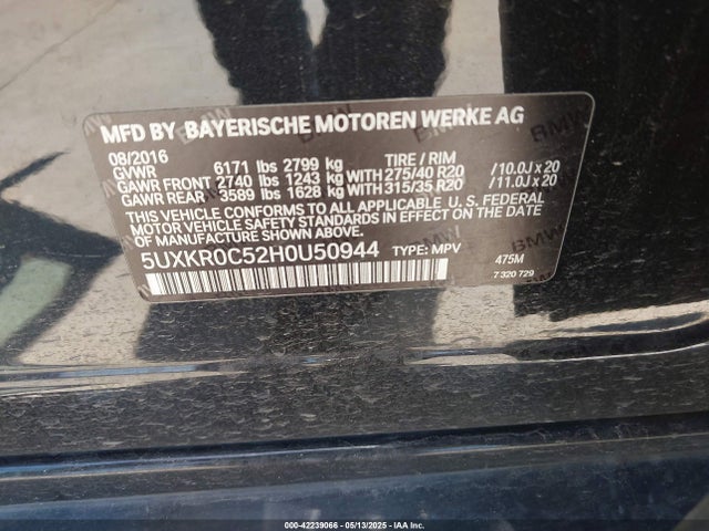 5UXKR0C52H0U50944 BMW 2017
