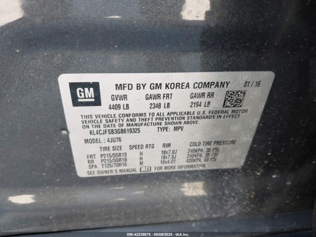 KL4CJFSB3GB619325 Buick Encore Convenience