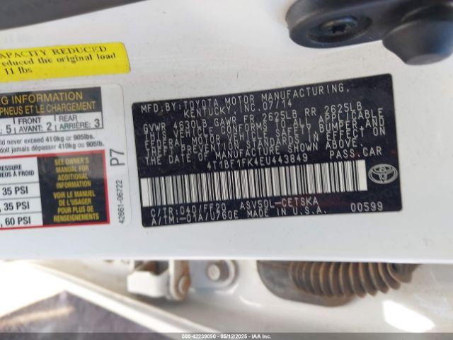 4T1BF1FK4EU443849 Toyota CAMRY SE