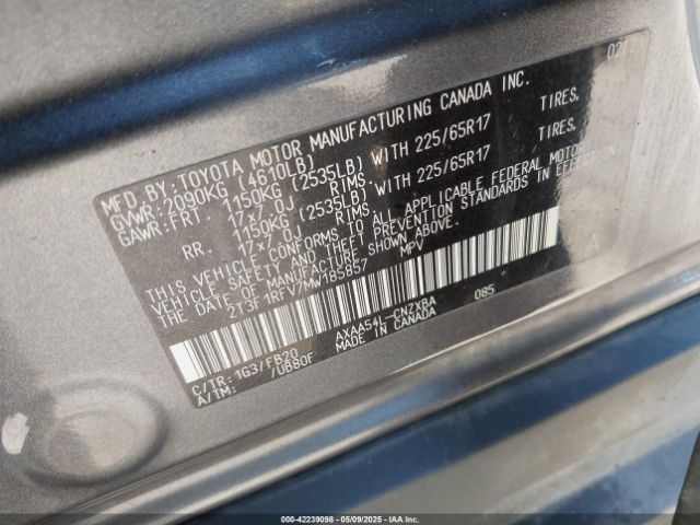 2T3F1RFV7MW185857 Toyota RAV4 LE