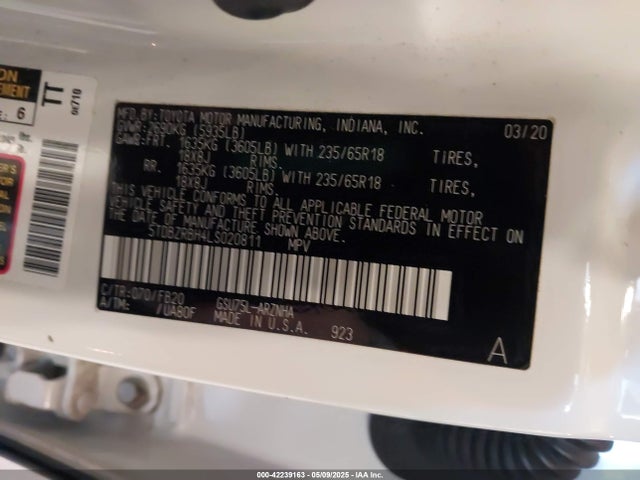 5TDBZRBH4LS020811 Toyota 2gr-fks