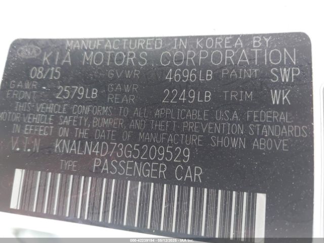 KNALN4D73G5209529 KIA Cadenza Limited