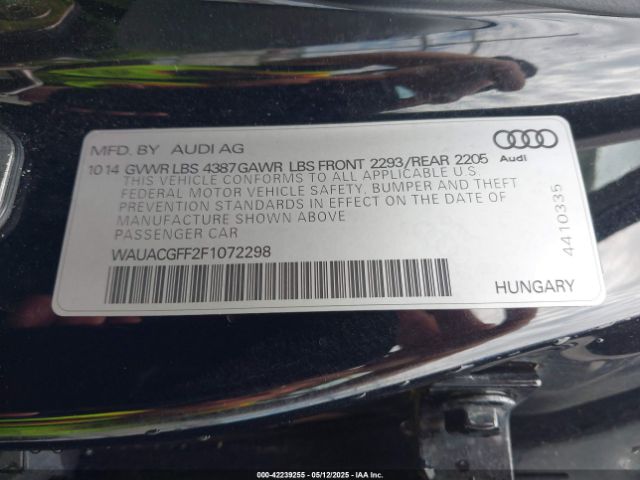 WAUACGFF2F1072298 Audi 2015