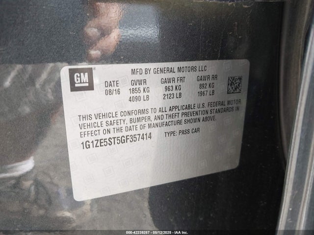1G1ZE5ST5GF357414 Chevrolet lfv - di: direct injection, vvt, gen1 gmna