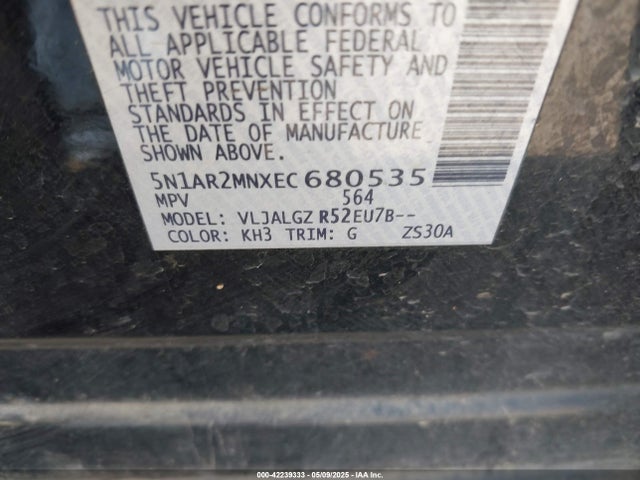 5N1AR2MNXEC680535 Nissan Pathfinder Sl