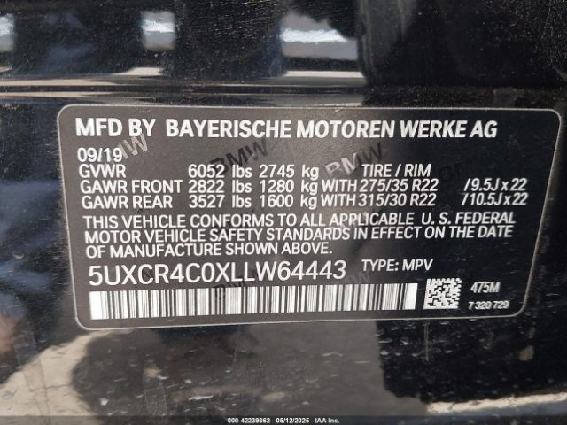 5UXCR4C0XLLW64443 BMW X5 Sdrive40i