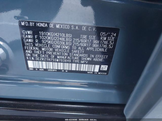 3CZRZ1H75SM703849 Honda k20z5