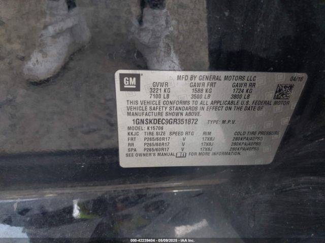 1GNSKDEC9GR351872 Chevrolet Tahoe Commercial Fleet