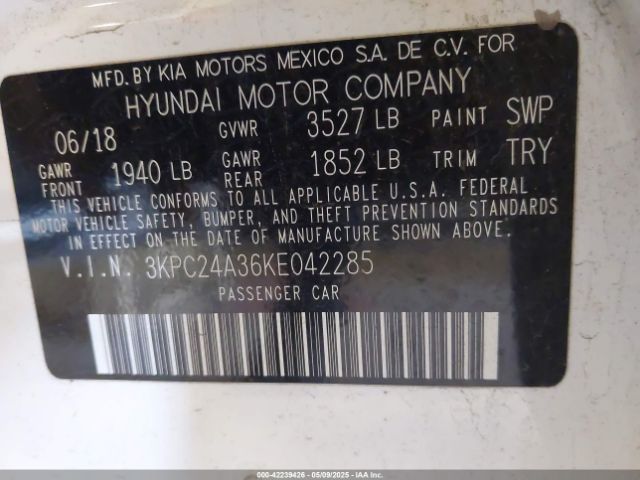 3KPC24A36KE042285 Hyundai ACCENT SE