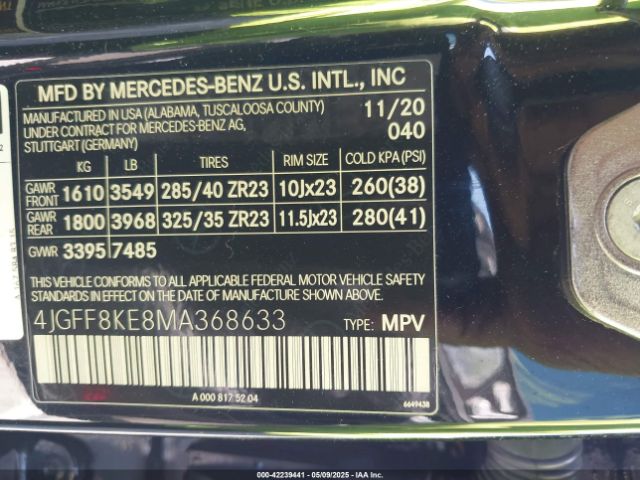 4JGFF8KE8MA368633 Mercedes-Benz Amg Gls 63 4matic