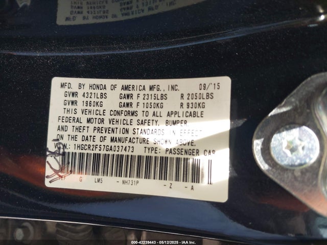 1HGCR2F57GA037473 Honda k24w1