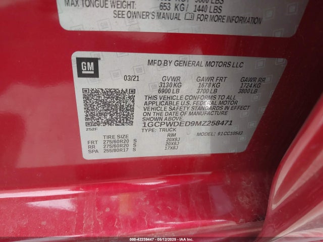 1GCPWDED9MZ258471 Chevrolet l84