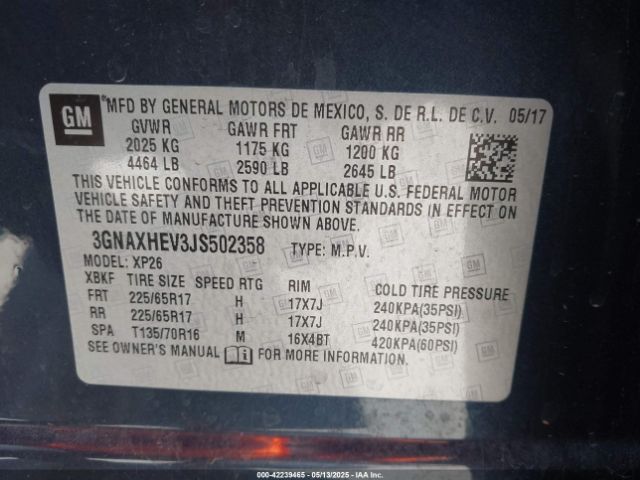 3GNAXHEV3JS502358 Chevrolet EQUINOX LS