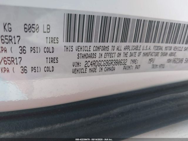 2C4RDGCG9GR380632 Dodge Grand Caravan Sxt