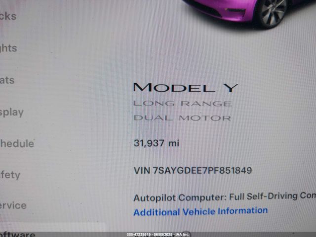 7SAYGDEE7PF851849 Tesla Model Y