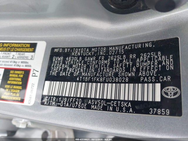 4T1BF1FK8FU038028 Toyota CAMRY SE