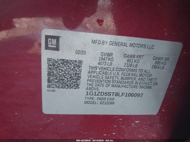 1G1ZD5ST8LF106092 Chevrolet lfv - direct injection, variable valve timing, gen 1