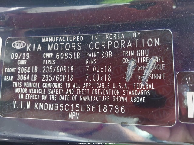 KNDMB5C15L6618736 KIA gdi lamda - ii