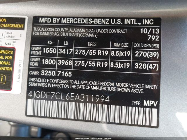 4JGDF7CE6EA311994 Mercedes-Benz Gl 450 4matic