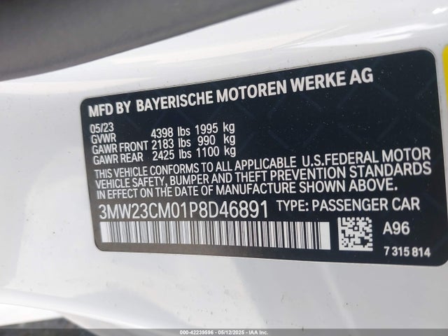 BMW 230I 2023 3MW23CM01P8D46891 Image 9