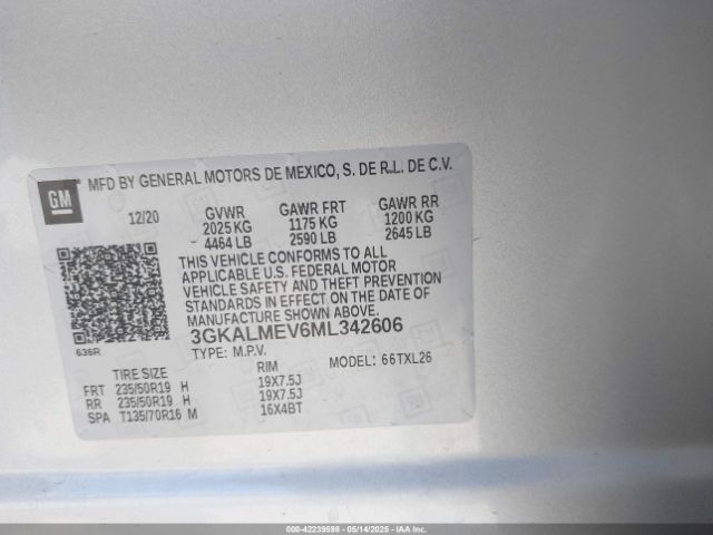 3GKALMEV6ML342606 GMC Terrain Fwd Sle