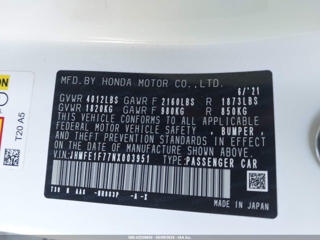 JHMFE1F77NX003951 Honda CIVIC EX