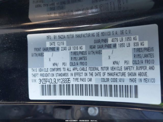 3MZBPADL9LM128895 Mazda Mazda3 Preferred Package