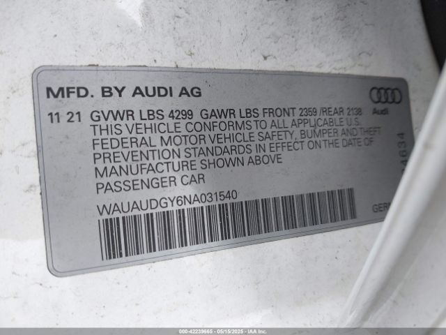 2022 AUDI A3 WAUAUDGY6NA031540 Photo 8