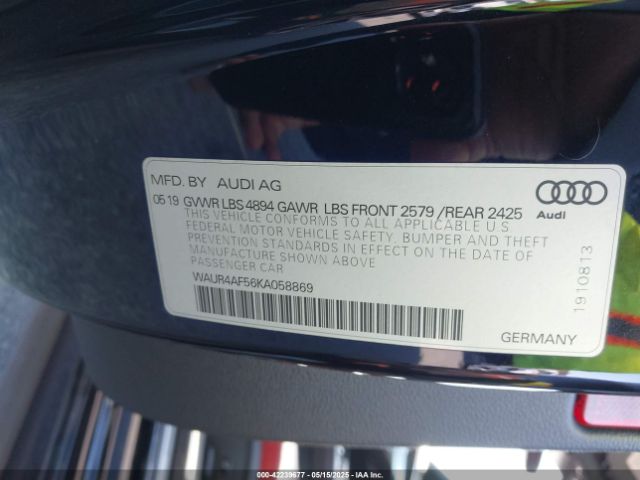 WAUR4AF56KA058869 Audi S5 3.0t Premium