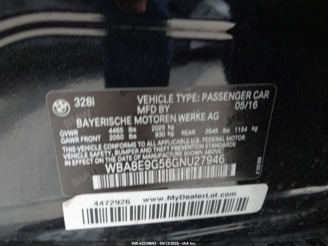 2016 BMW 328I WBA8E9G56GNU27946 Photo 8