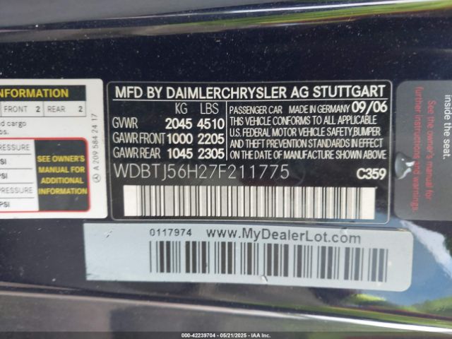 2007 MERCEDES-BENZ CLK 350 WDBTJ56H27F211775 Photo 8