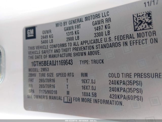 1GTH5BEA0J1169643 GMC Canyon
